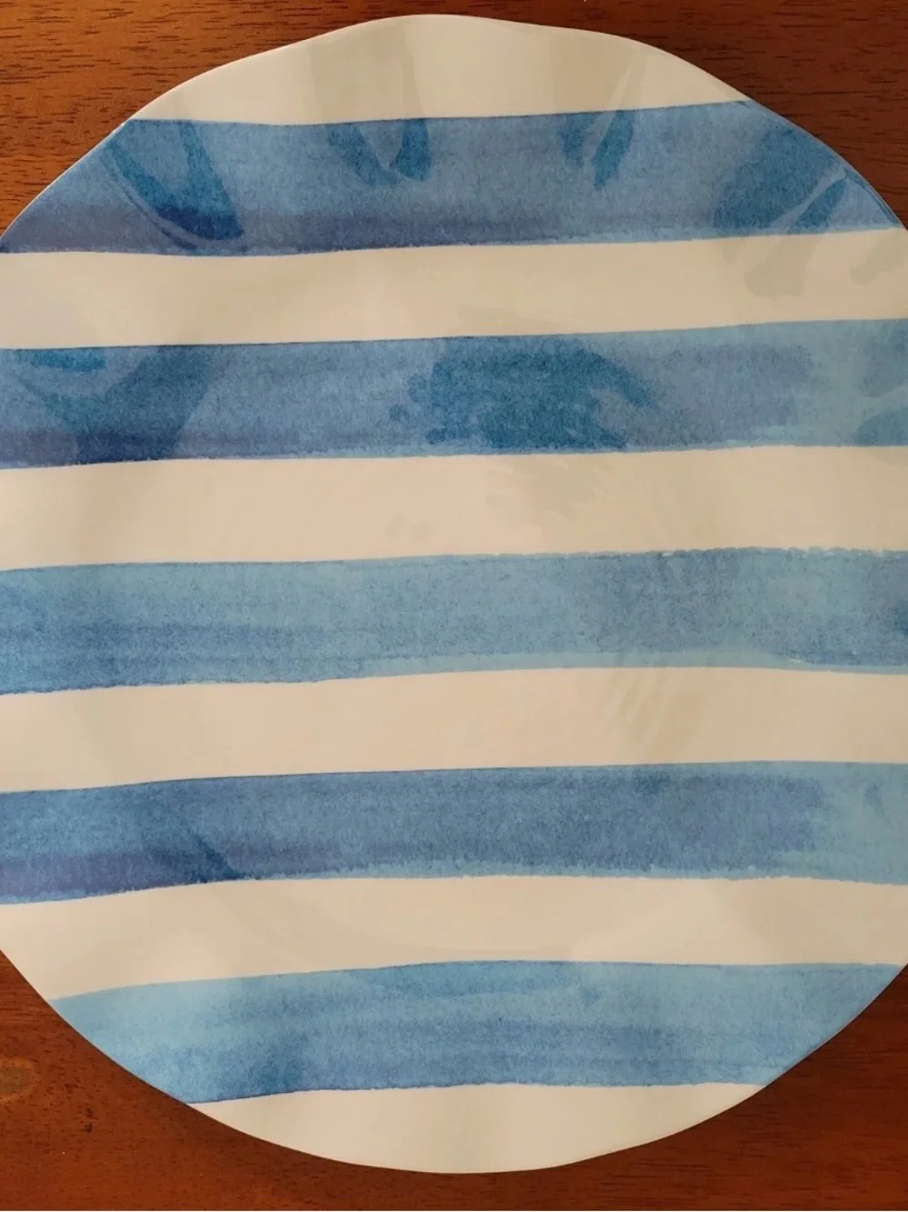 Hobby Lobby Blue Stripes Melamine Salad & Dinner Plates 4 Each Summer Watercolor